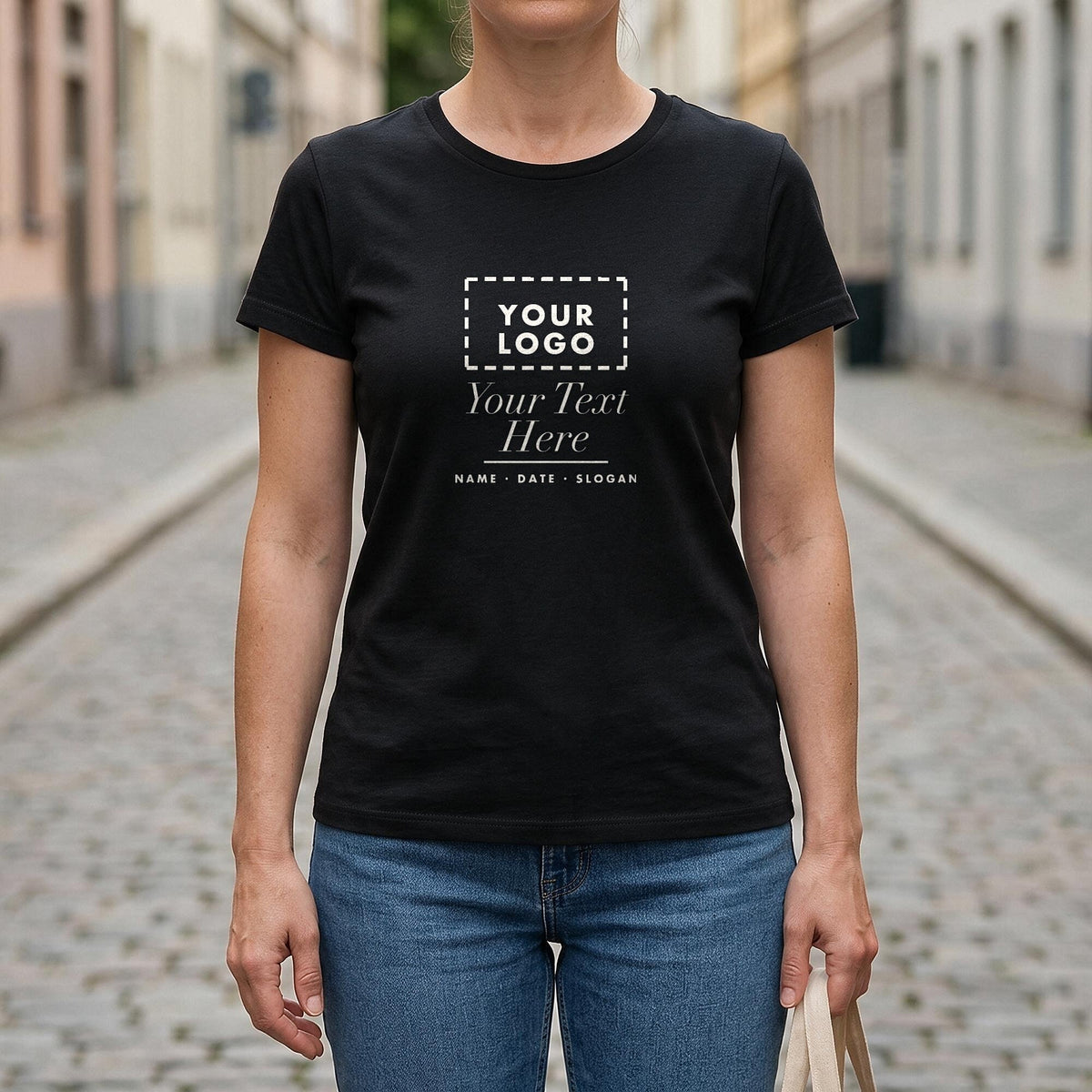 Personalised women's t-shirt, sized from the chart in the product images