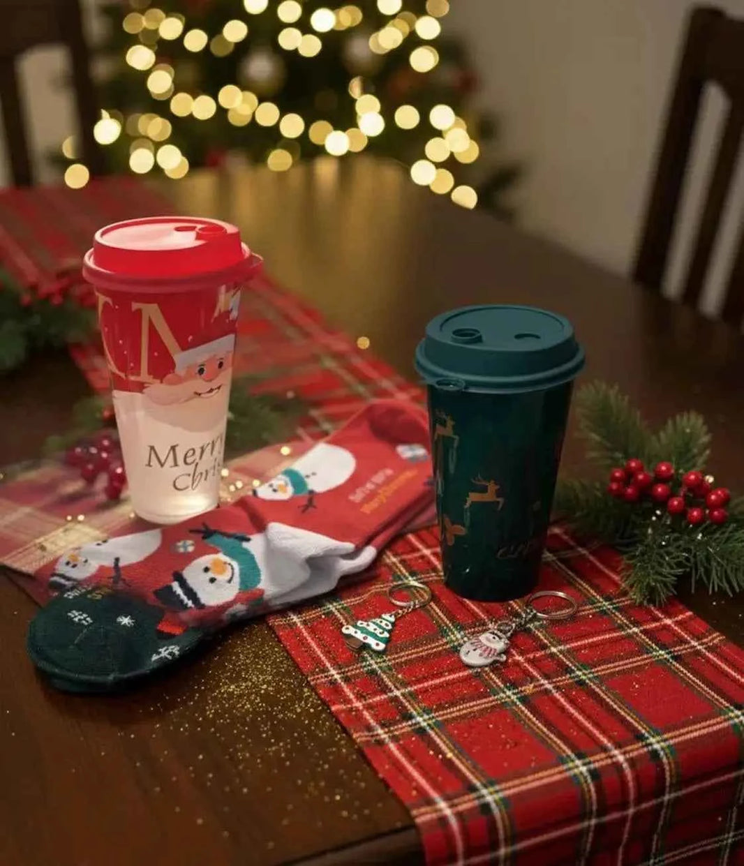 Christmas Gift Set Bundle | Tumbler, Cosy Socks & Keychain Festive Stocking Filler