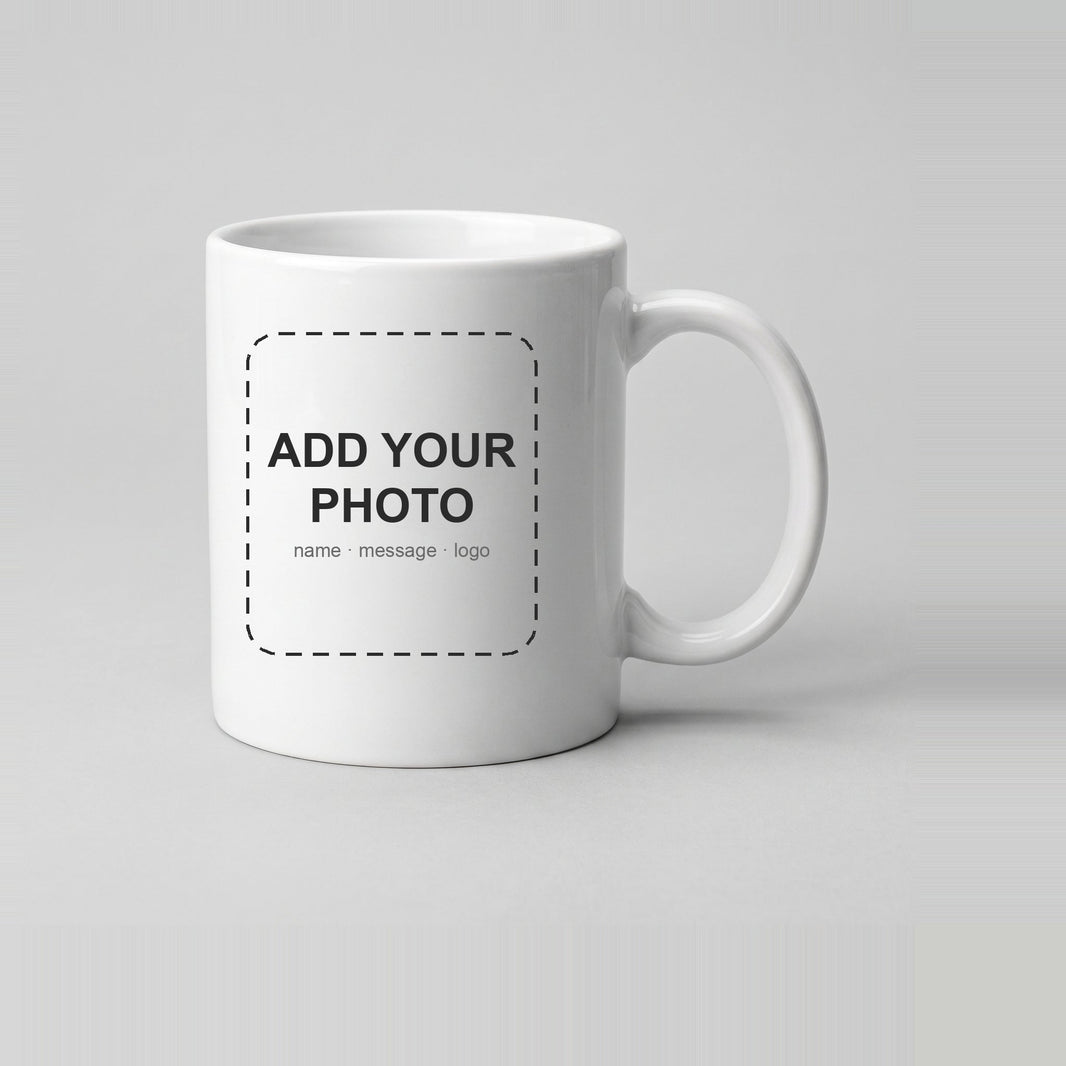 Mug artwork guide — printable area for a logo, name or photo