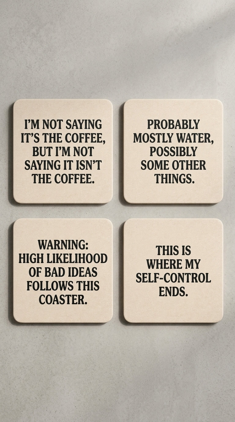 Personalised Fabric Coffee Coaster | Custom Funny Quote Soft Desk Mug Rug - Laren Craft
