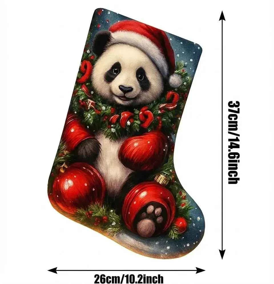 Panda Christmas Stocking Set of 2 | Large 37cm Felt Kids Holiday Decor