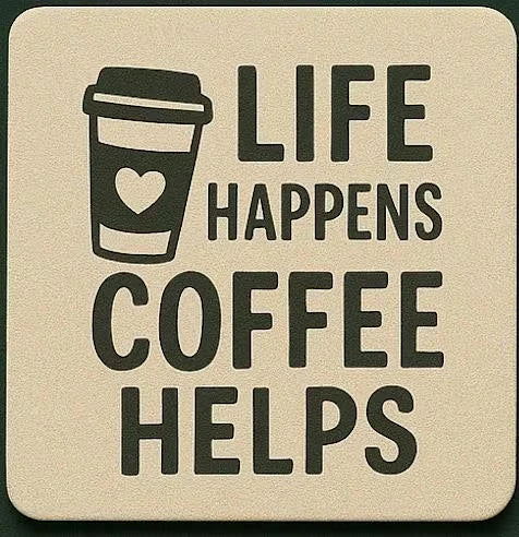Funny Quote Gift Desk Accessory themed Personalised Fabric Coffee Coaster