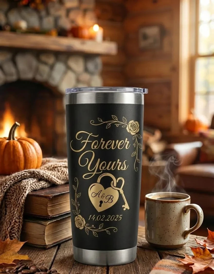 Close up detail of Custom Stainless Steel Travel Mug 20oz on Personalised Insulated Coffee Tumbler