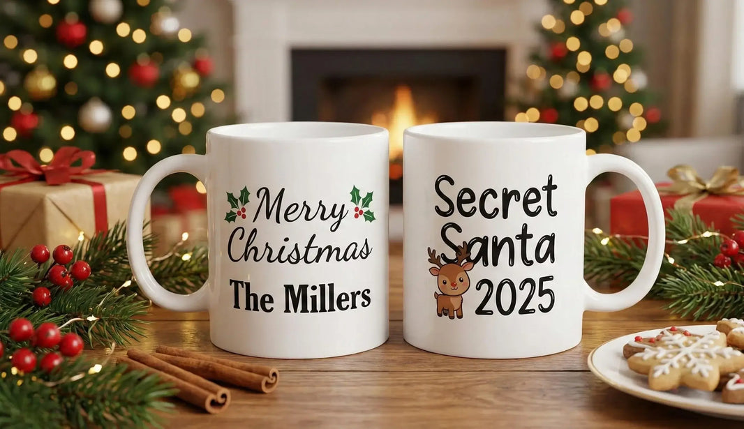 Personalised photo mug with coaster, custom coffee cup gift set UK handmade style