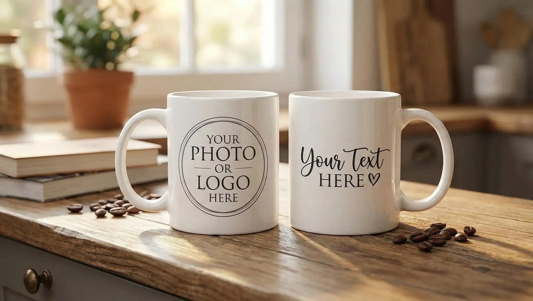 Christmas personalised photo mug, custom coffee cup gift festive holiday present UK