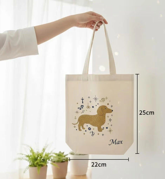Main view of Personalised Pet Portrait Tote Bag featuring Custom Line Art Canvas Bag