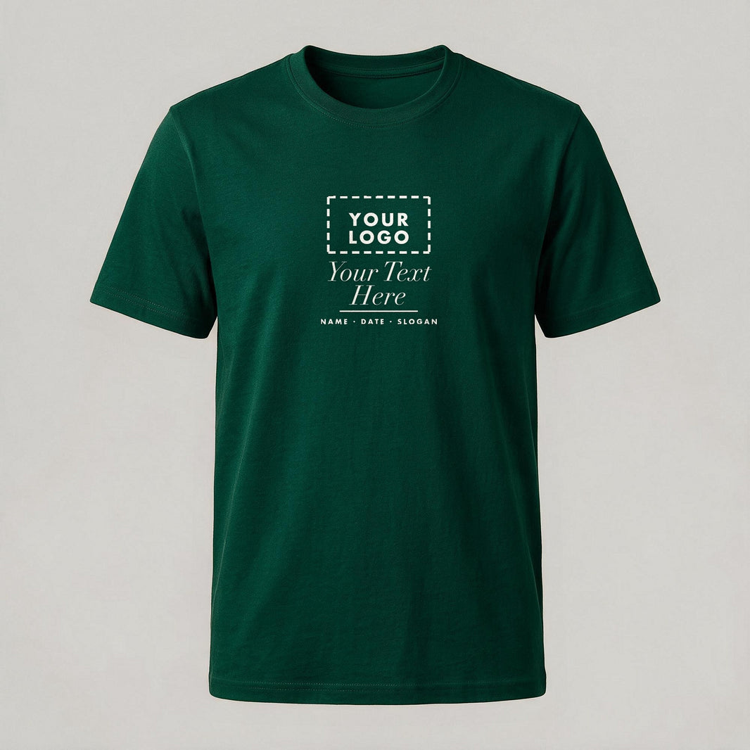 Forest green crew neck personalised t-shirt with a custom chest print