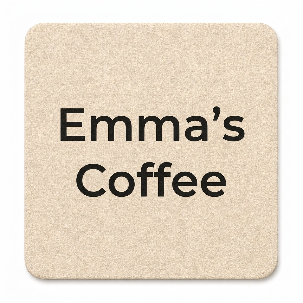 Personalised fabric coffee coaster with a printed quote