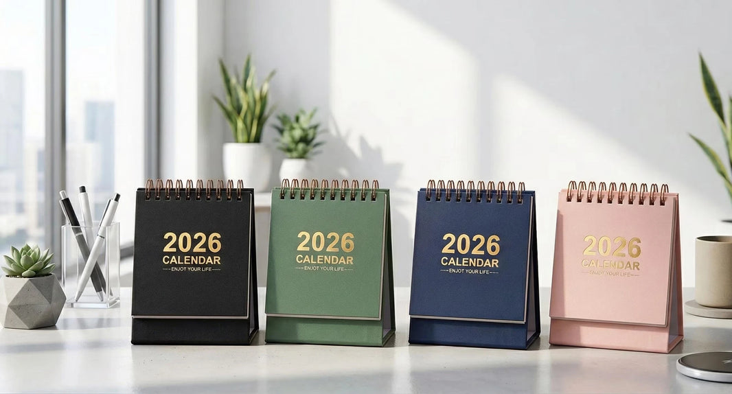 Gold Foil Lettering  Sage Green or Blush Pink themed 2026 Mini Desk Calendar