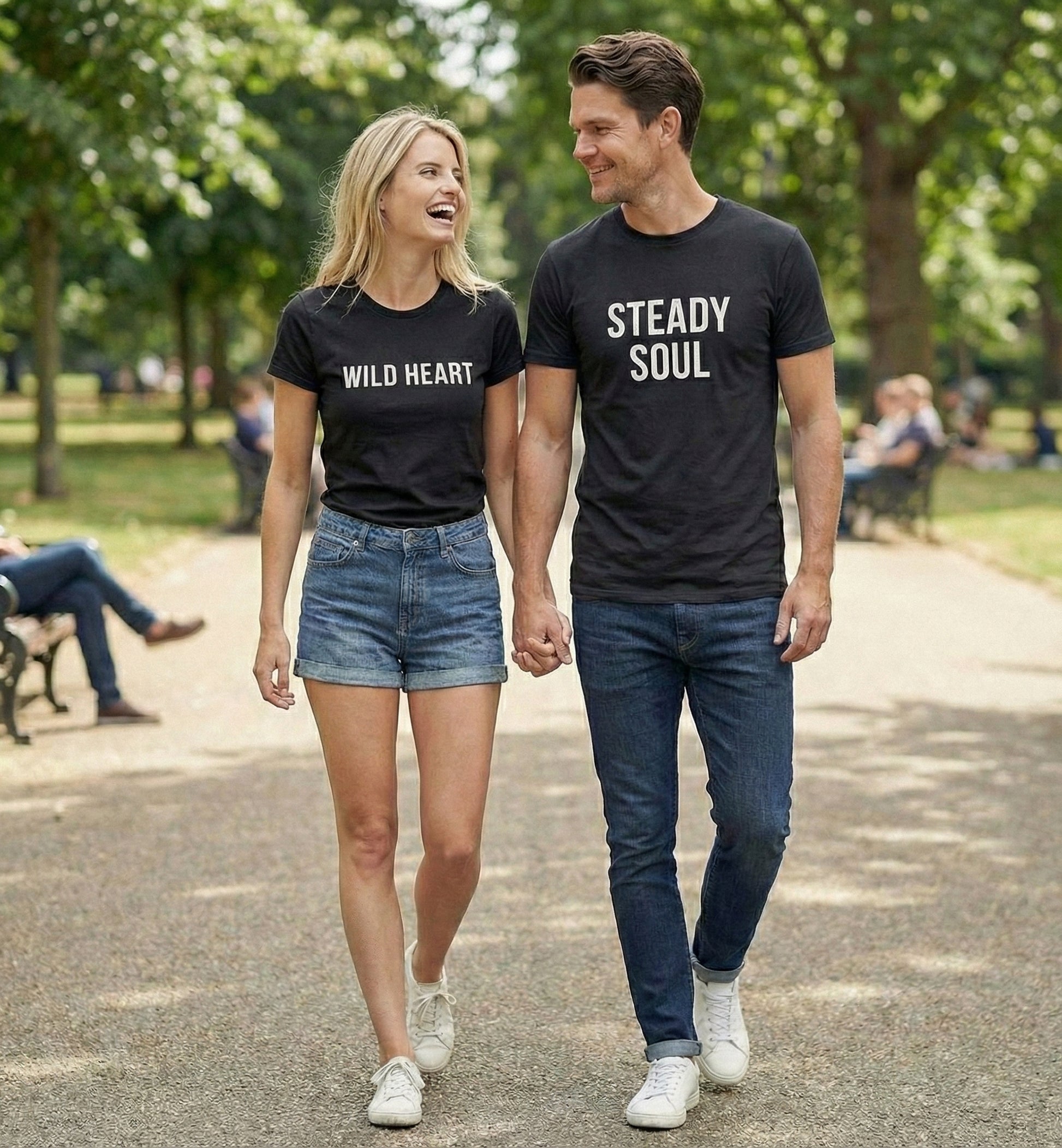 Wild Heart & Steady Soul Matching Couple T-Shirts | Premium Cotton - Laren Craft