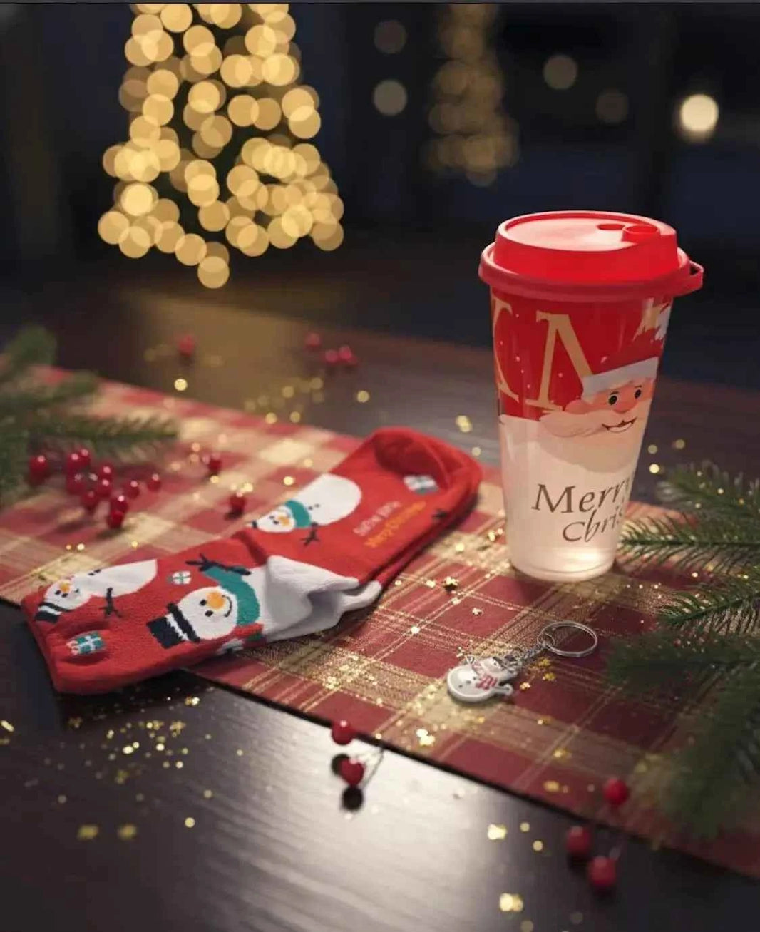 Christmas Gift Set Bundle | Tumbler, Cosy Socks & Keychain Festive Stocking Filler
