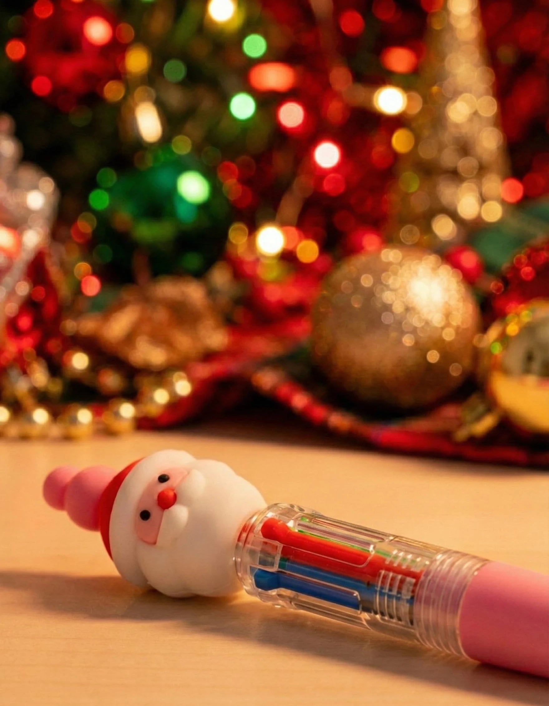 Christmas Pen Set of 5 with Multi Color 4 in 1 Mini Ballpoint Pens in use