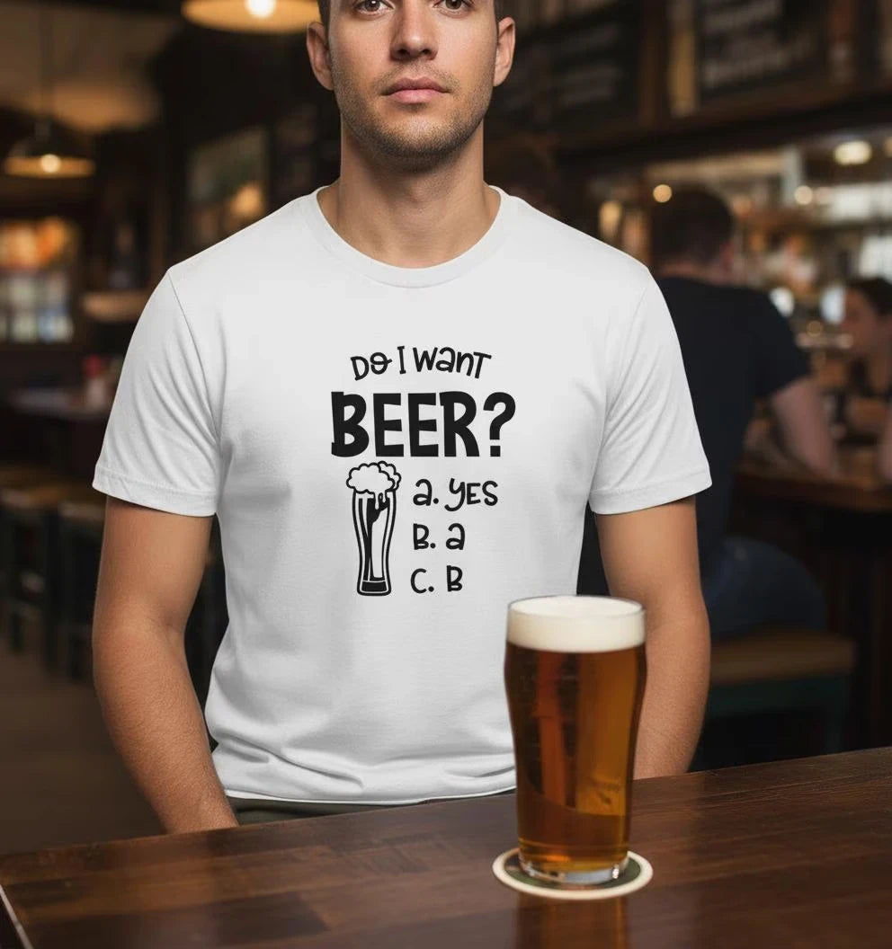 Close up detail of Shirt Men Humorous Drinking Gift Craft Beer Tee UK Handmade Cotton on Funny Beer T-shirt