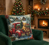 Red Truck Christmas Pillow Covers with Golden Retriever  Farmhouse Winter in use