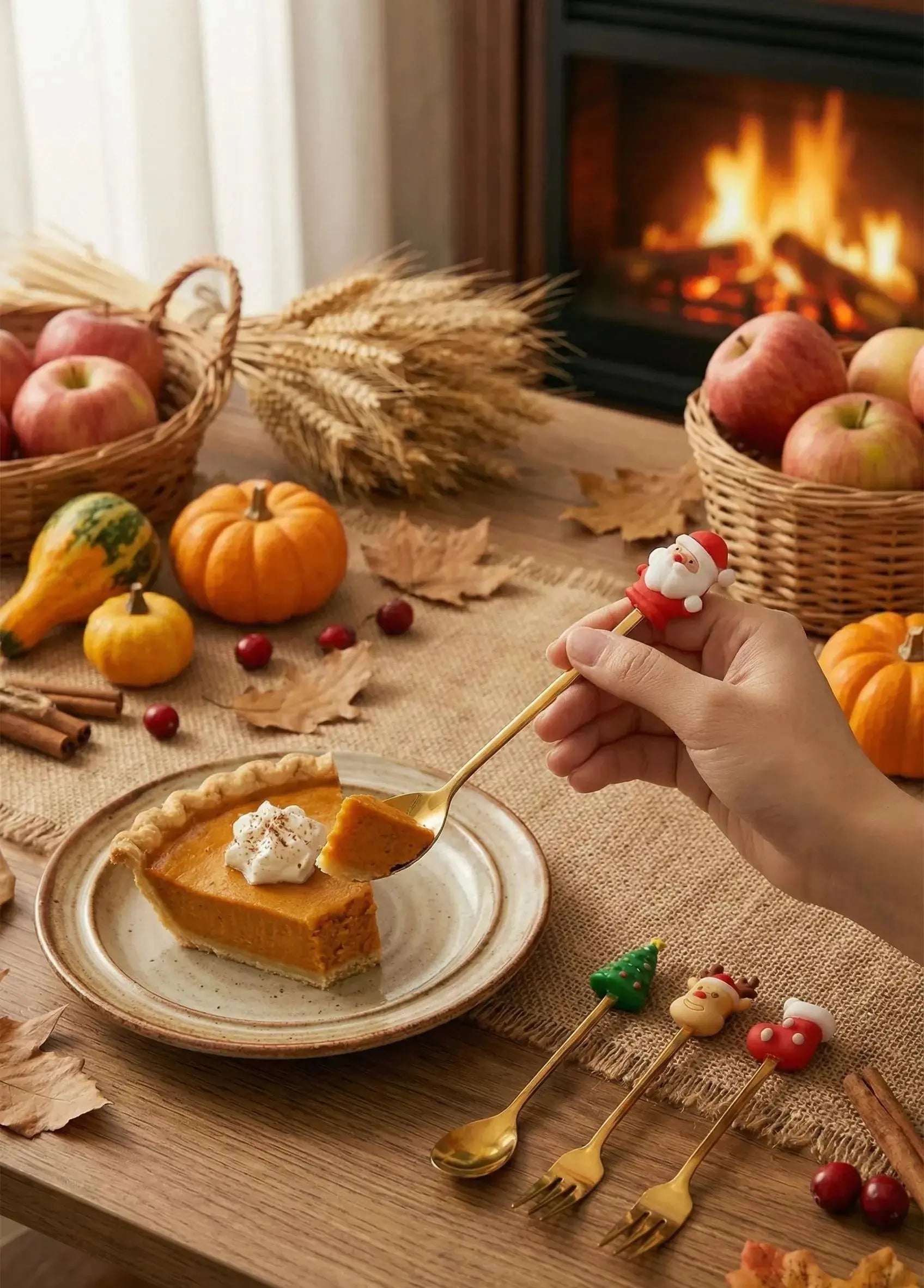 Customer favorite Gold Christmas Spoons & Forks Set Cutlery featuring Coffee Spoon   Santa  Reindeer Cutlery