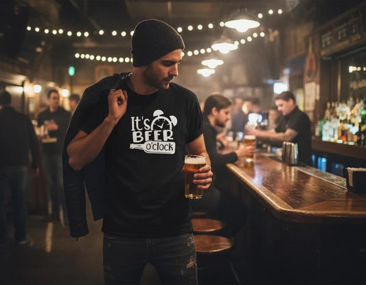 Zoomed in view of It's Beer O'Clock Graphic T-Shirt