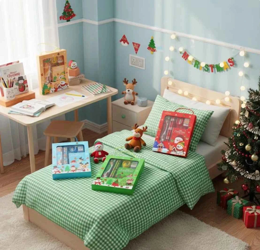 Kids Christmas Stationery Gift Box | Cute Stocking Filler & School Set | 4 Festive Themes