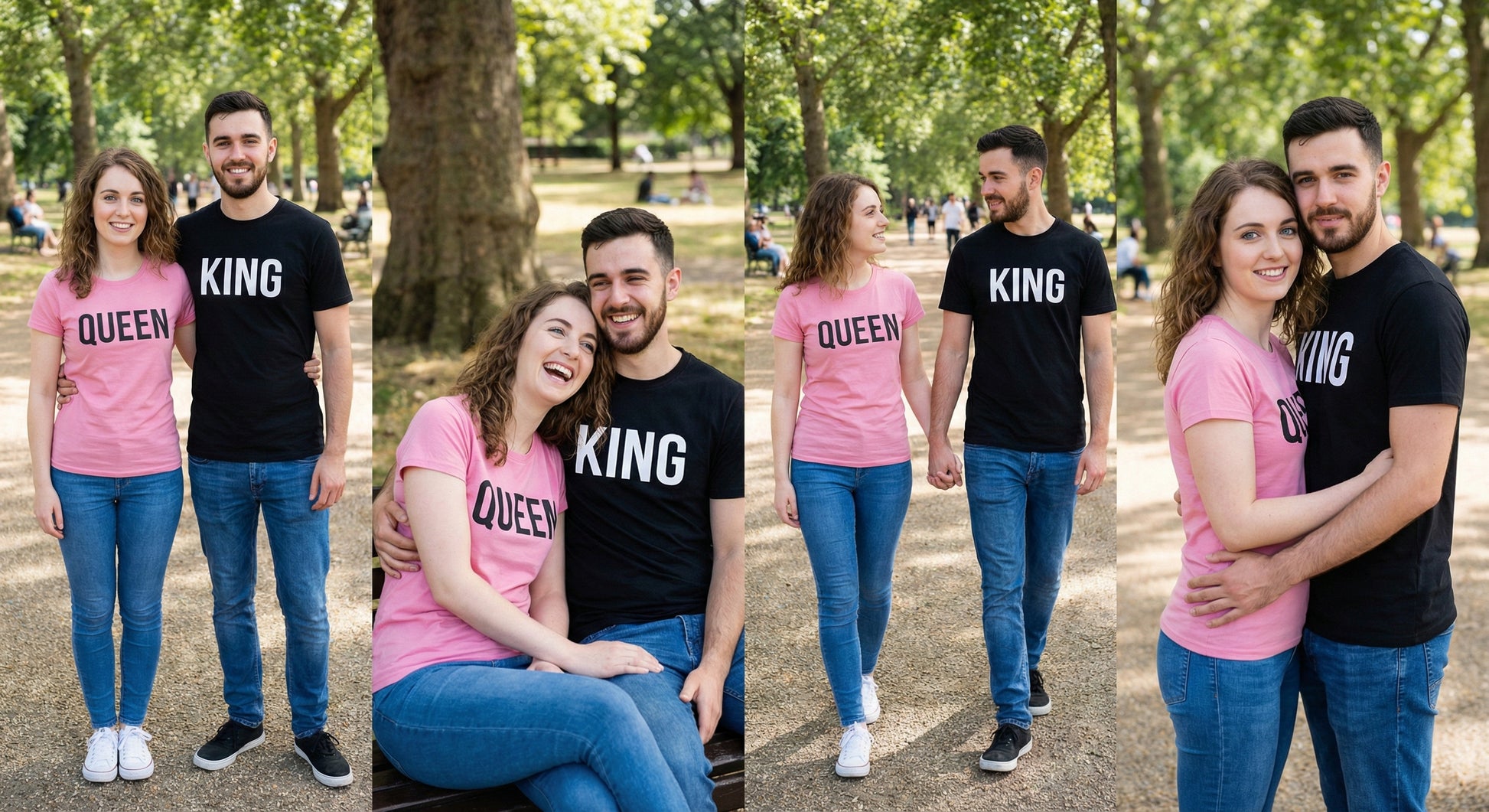 King & Queen Matching Couple T-Shirts | Premium Cotton Set - Laren Craft