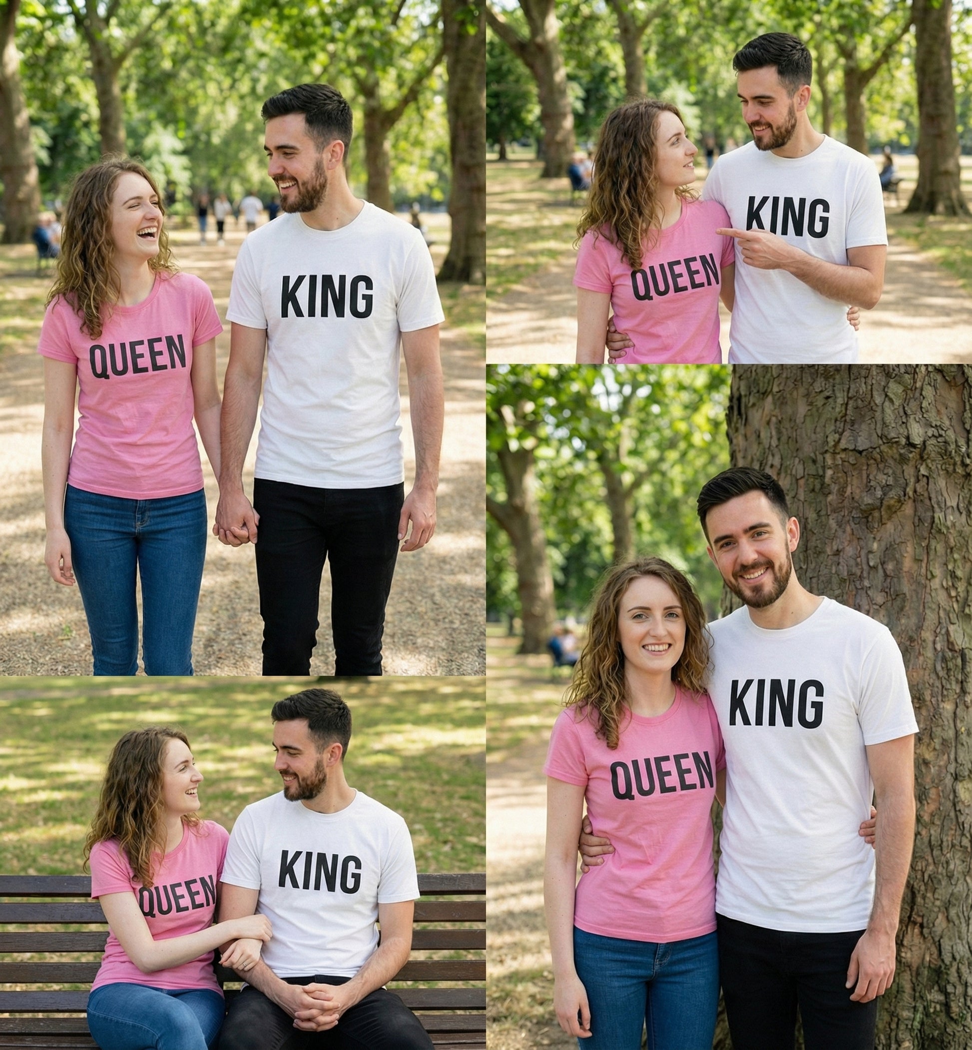 King & Queen Matching Couple T-Shirts | Premium Cotton Set - Laren Craft