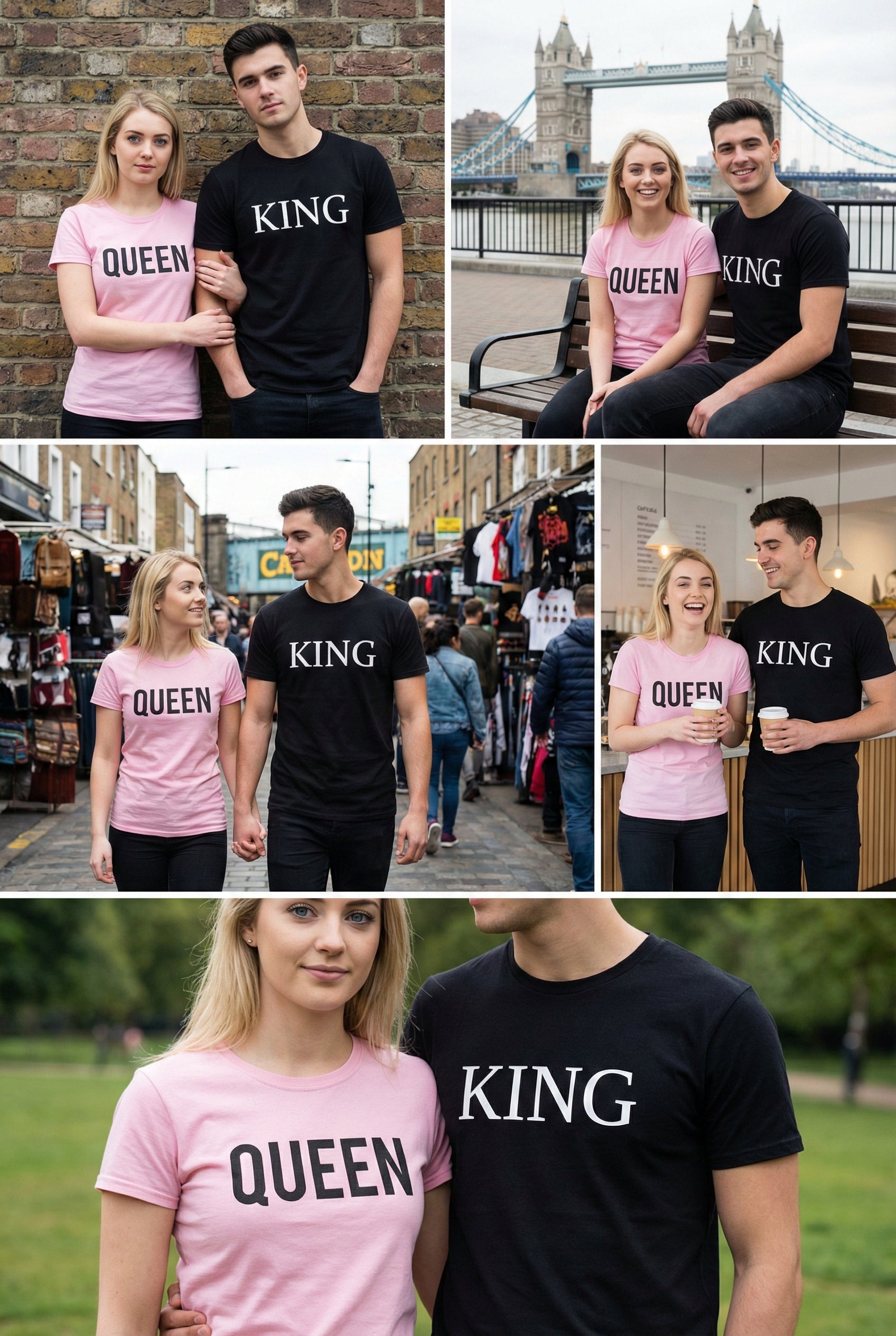 King & Queen Matching Couple T-Shirts | Premium Cotton Set - Laren Craft