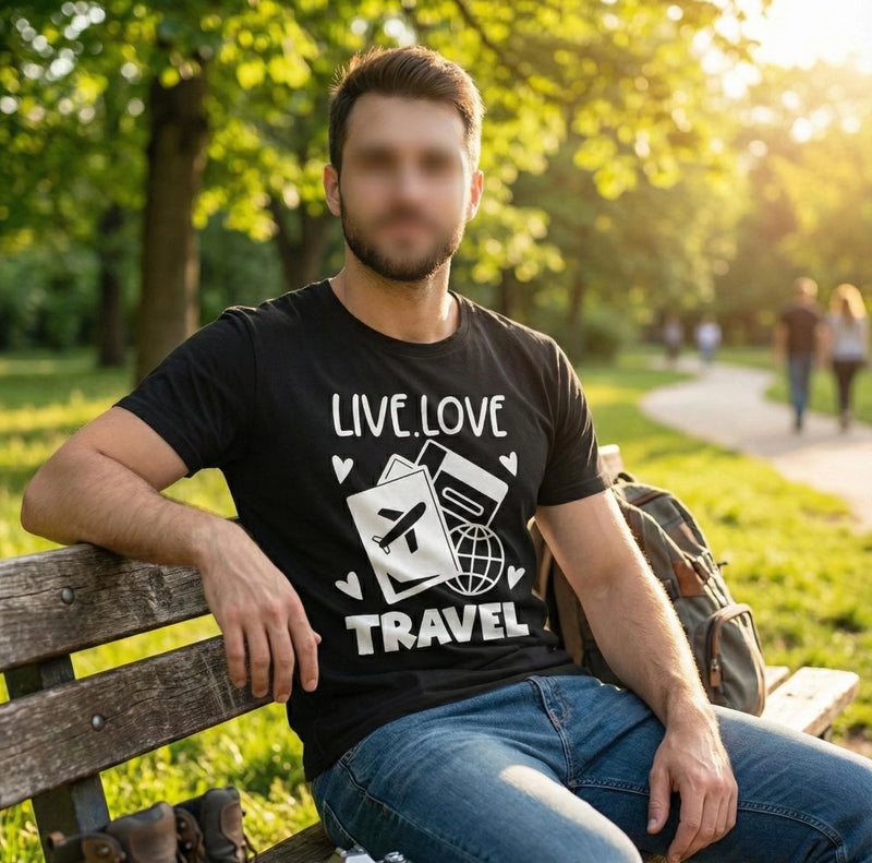 Main view of Live Love Explore Graphic Tee – Wanderlust Adventure Cotton Tshirt featuring Shirt Gift