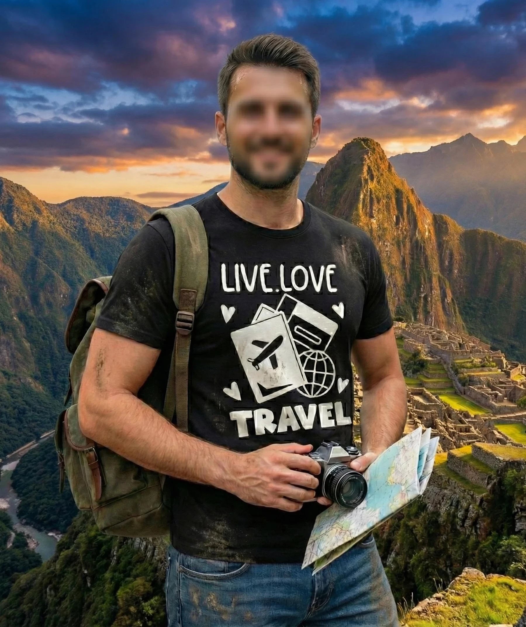 Live Love Explore Graphic Tee – Wanderlust Adventure Cotton T with Shirt Gift in use