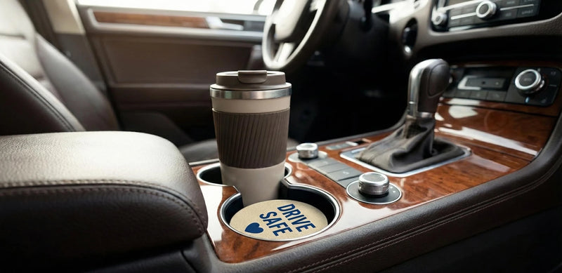 Absorbent Cup Holder Insert  New Driver Gift themed Personalised Car Coaster
