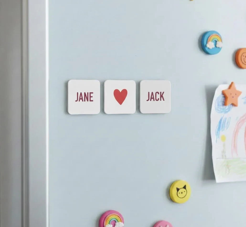 Custom Design themed Personalised Fridge Magnets Set of 3 Custom Name Photo Gift