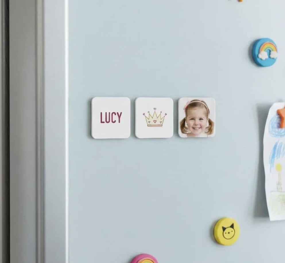 Personalised Fridge Magnets Set of 3 Custom Name Photo Gift - Personalized and Handmade