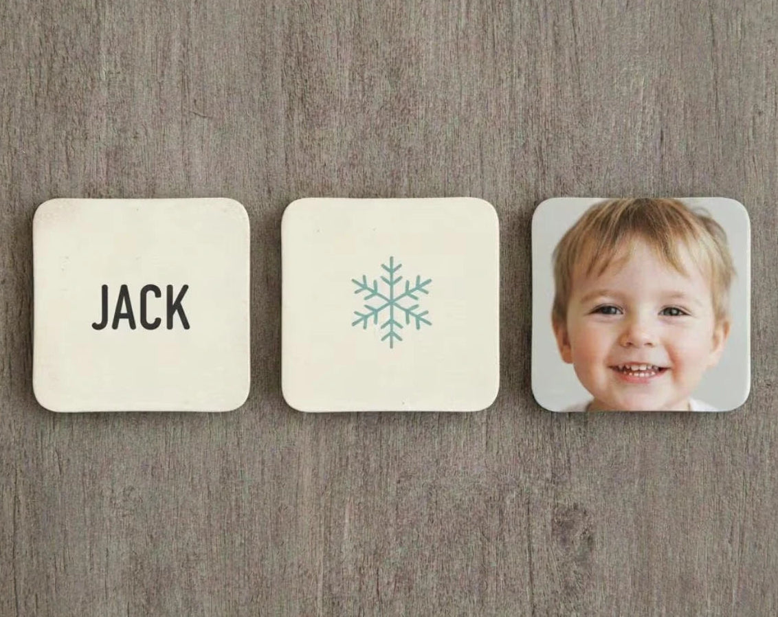 Personalised Fridge Magnets Set of 3 Custom Name Photo Gift with Custom Design in use