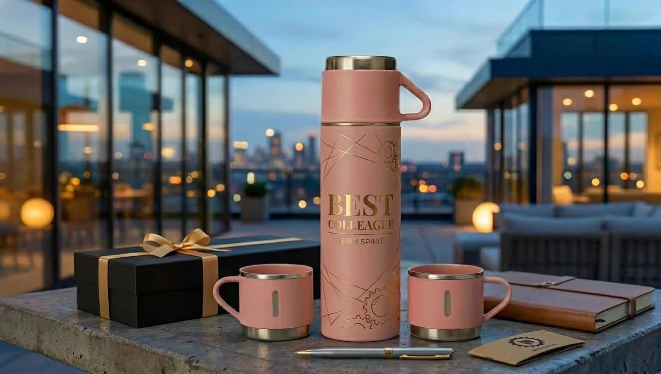 500ml Customize Your Own Flask themed Personalised Insulated Pink Flask Set with 3 Cups