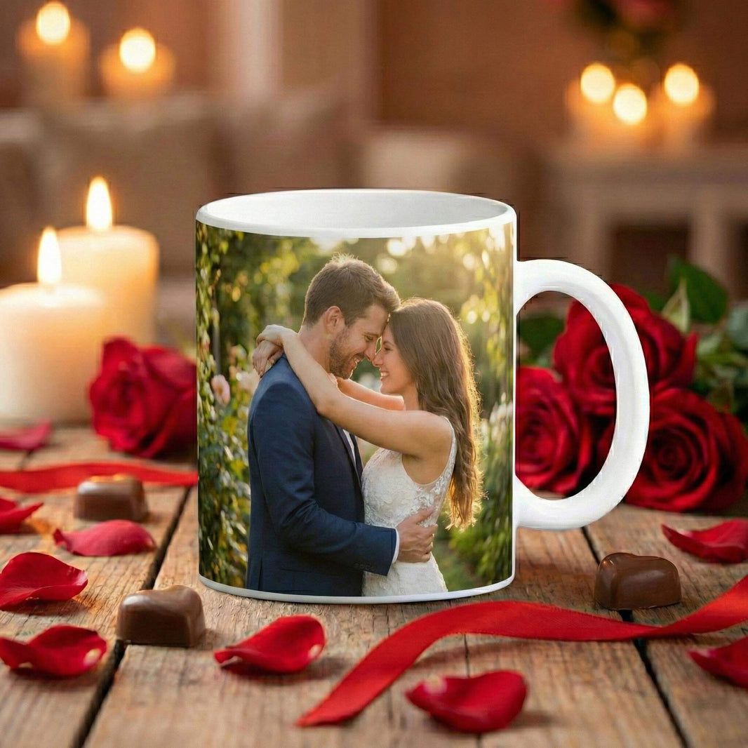 Personalised photo mug for couples, romantic gift coffee cup, custom picture mug anniversary Valentine gift