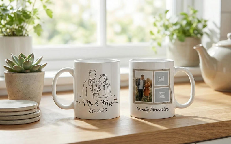Photo   Unique Birthday  Anniversary  Christmas Gift for Him & Her themed Personalised Mug with Custom Tex