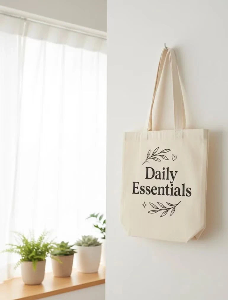 Personalised Pet Portrait Tote Bag with Custom Line Art Canvas Bag in use