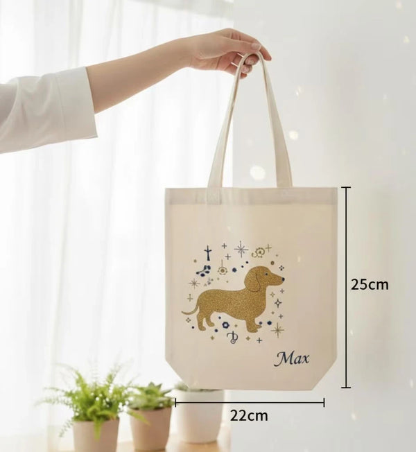 Main view of Personalised Pet Portrait Tote Bag featuring Custom Line Art Canvas Bag