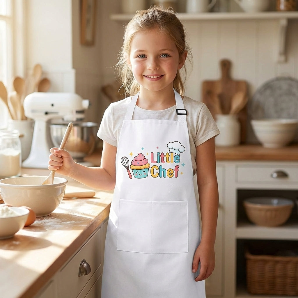 Personalised White Kids Apron | Adjustable Baking & Art Smock (Ages 3-13) - Laren Craft