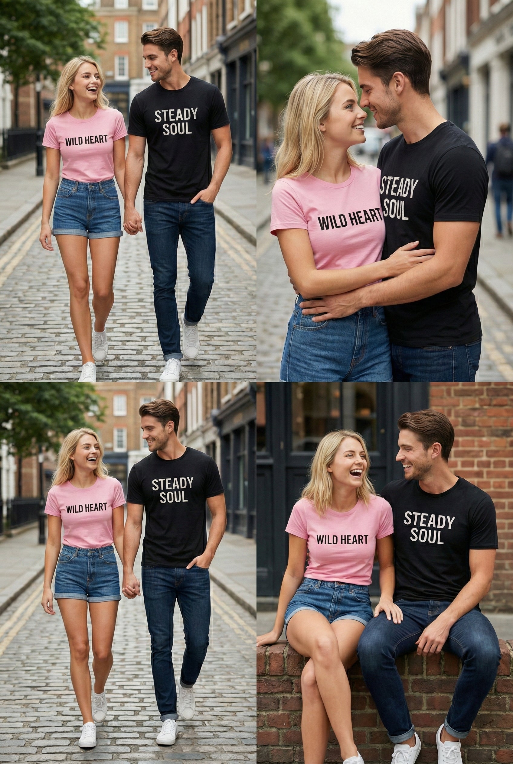 Wild Heart & Steady Soul Matching Couple T-Shirts | Premium Cotton - Laren Craft