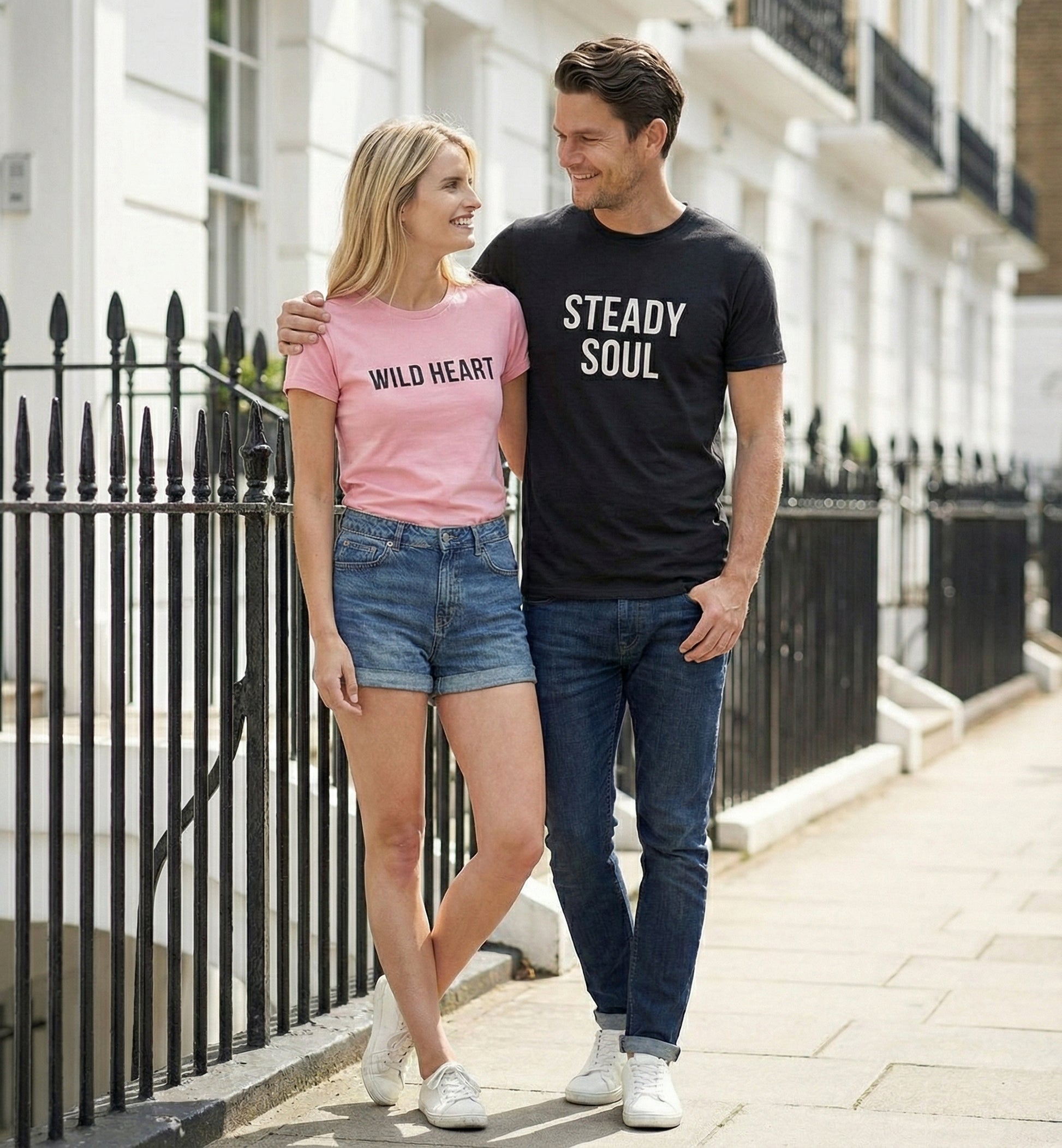 Wild Heart & Steady Soul Matching Couple T-Shirts | Premium Cotton - Laren Craft