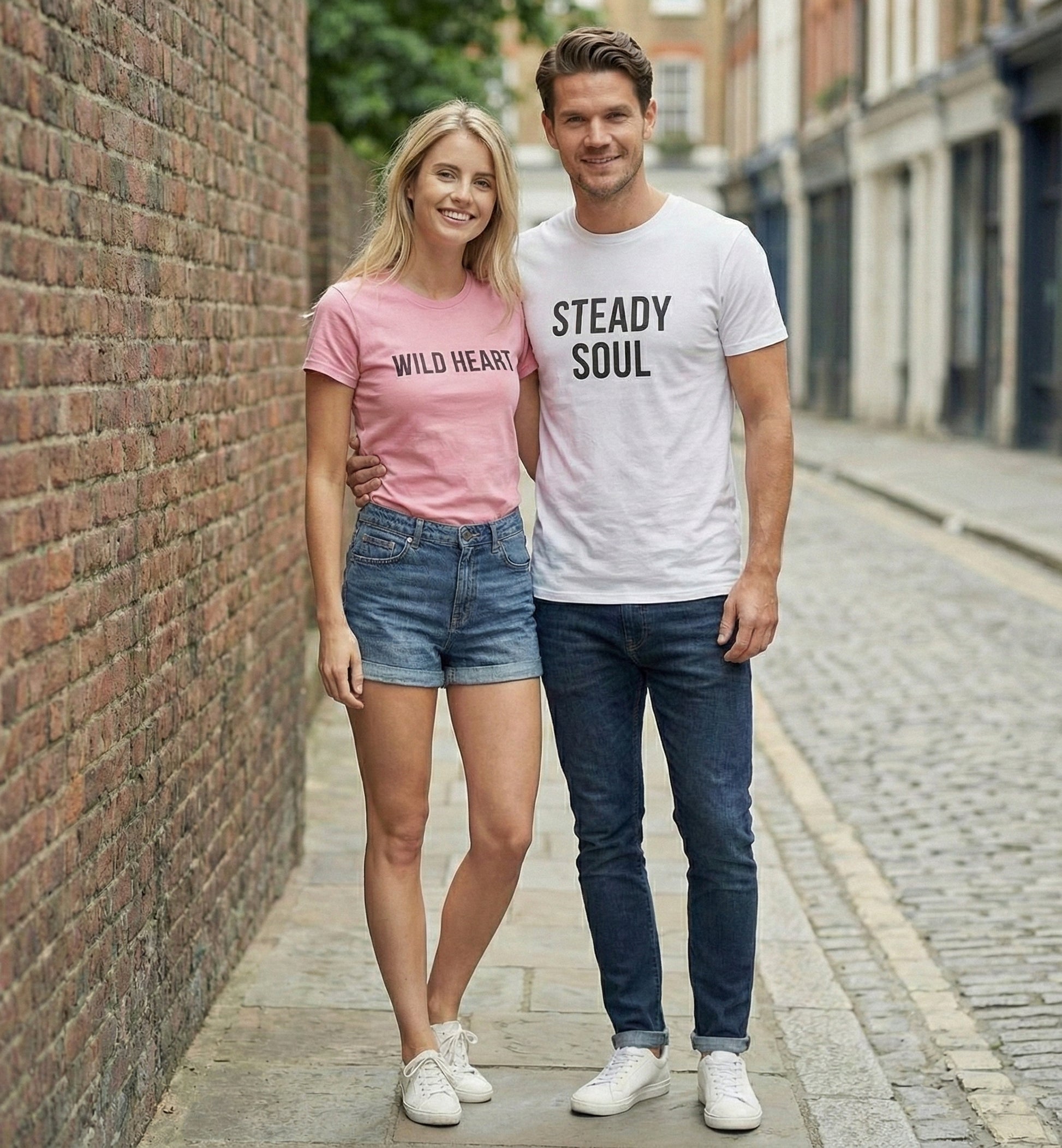 Wild Heart & Steady Soul Matching Couple T-Shirts | Premium Cotton - Laren Craft