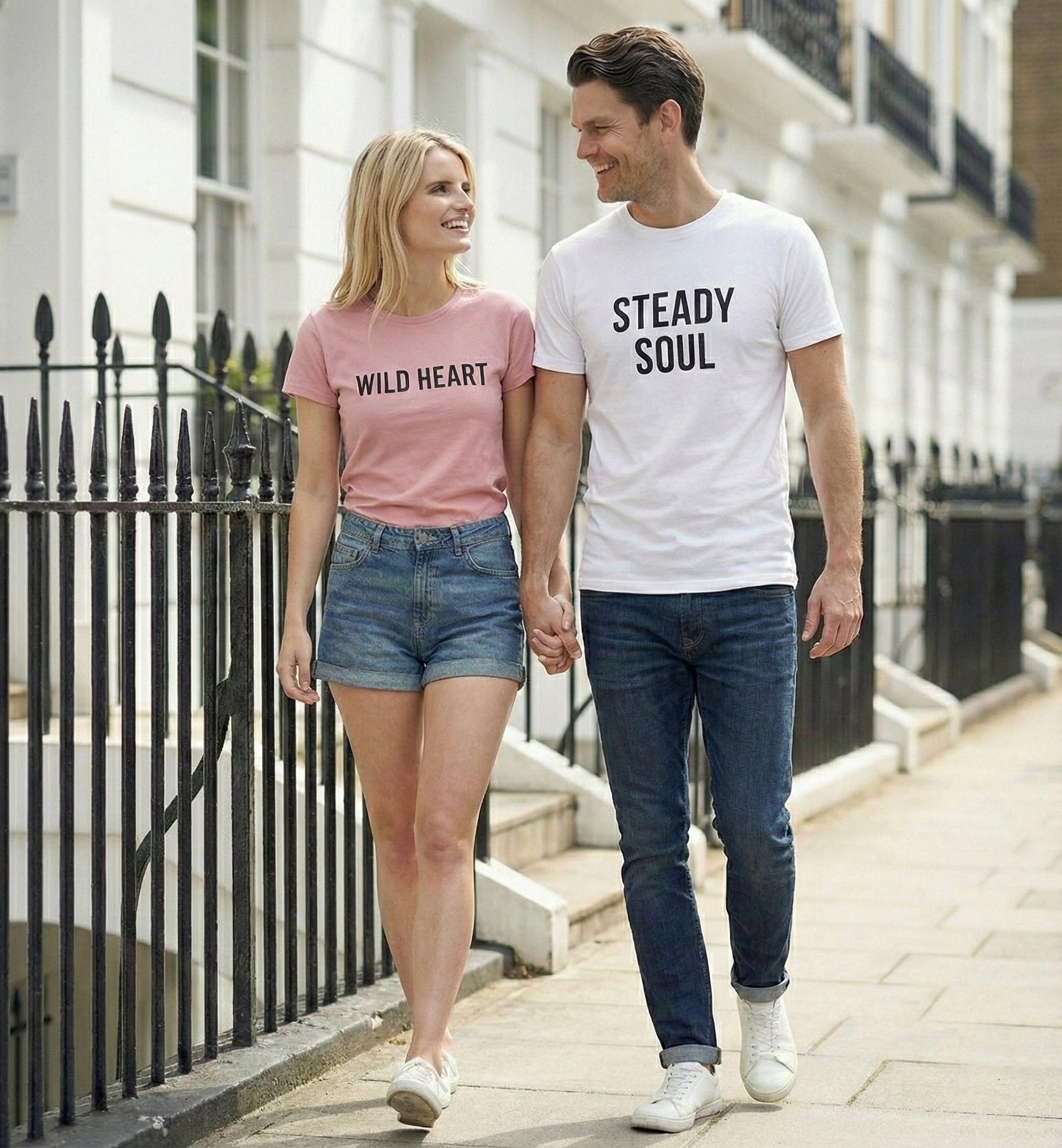 Wild Heart & Steady Soul Matching Couple T-Shirts | Premium Cotton - Laren Craft