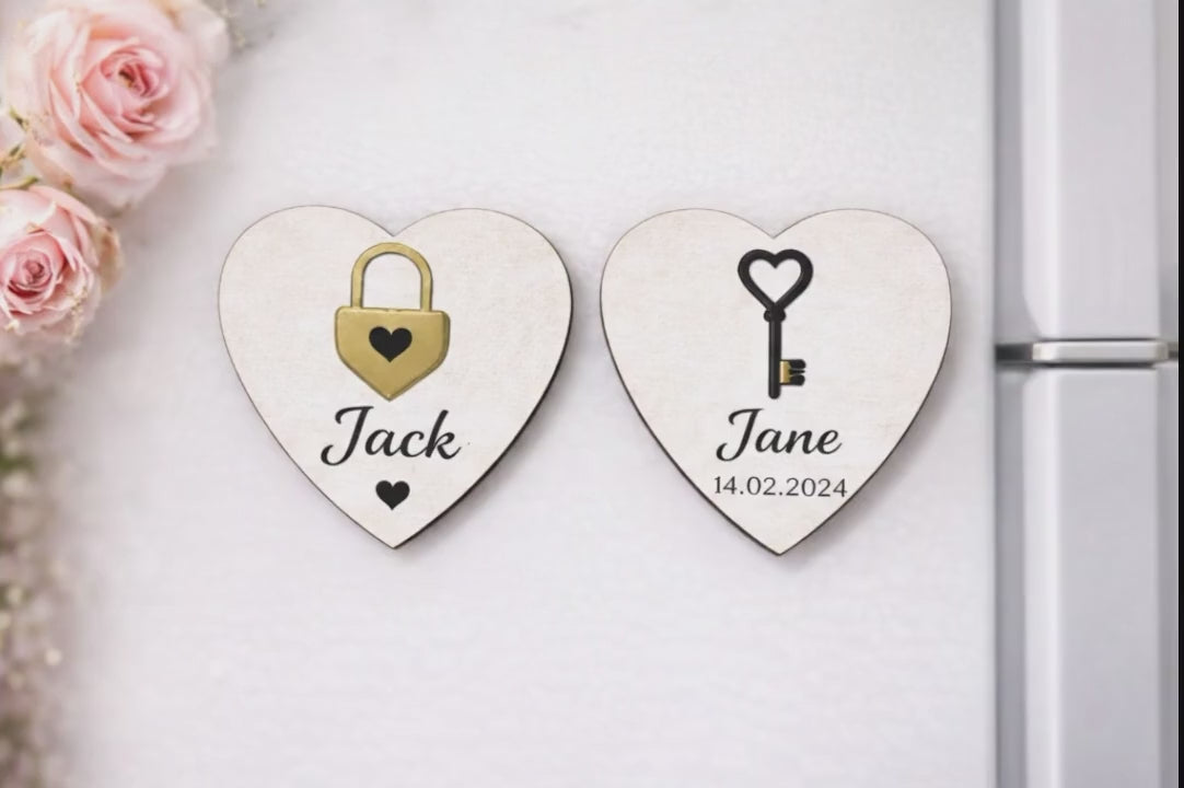 Personalised Lock and Key Heart Fridge Magnet