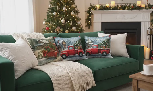Red Truck Christmas Pillow Covers