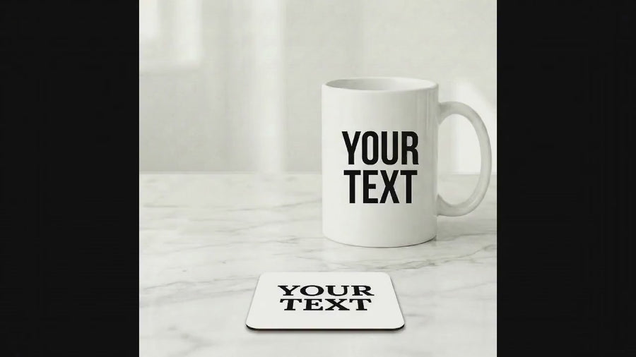 Custom photo mug personalised with text, ceramic coffee cup printing process, personalised gift idea UK