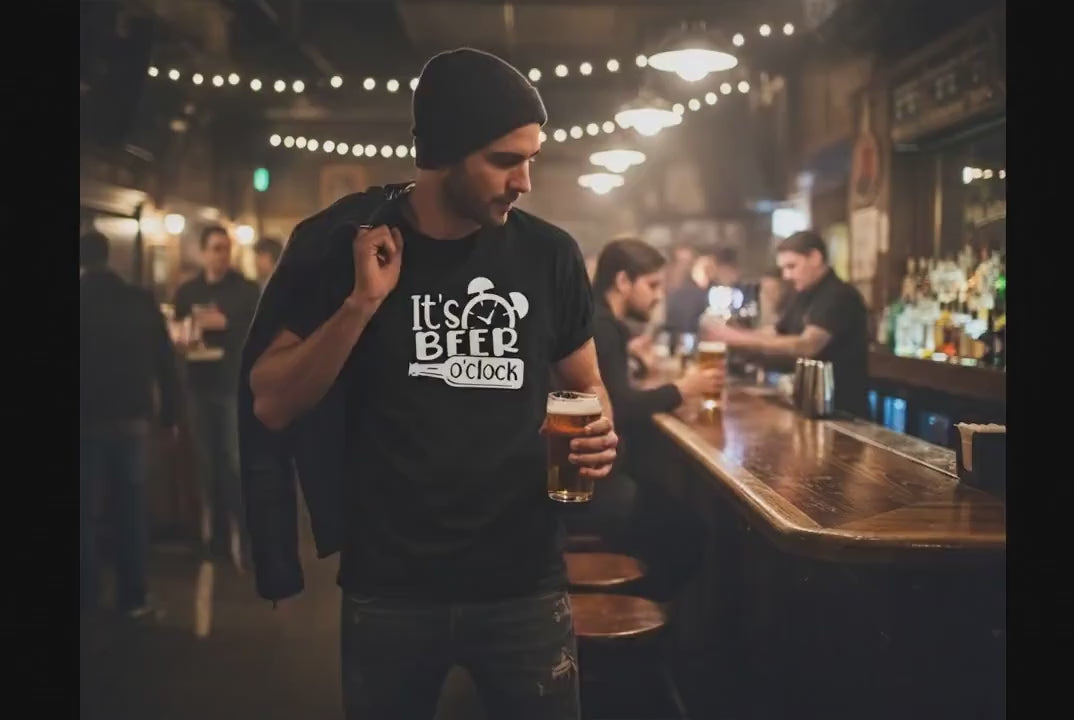Funny Beer T-Shirt - "It's Beer O'Clock" Graphic Tee | 100% Cotton Gift for Beer Lovers & Pub Fans