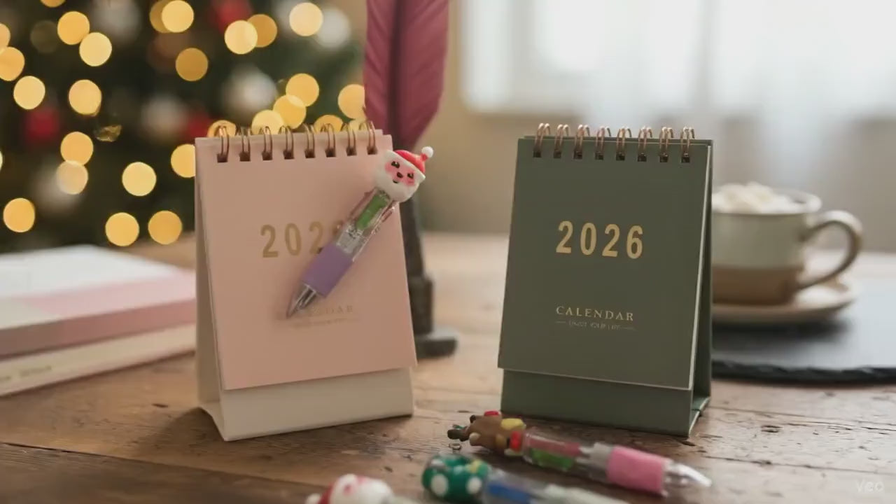 2026 Mini Desk Calendar | Gold Foil Standing Flip Calendar | Sage Green & Blush Pink