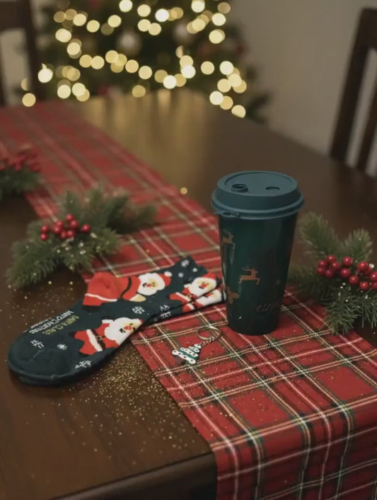 Christmas Gift Set Bundle | Festive Tumbler, Cosy Socks & Keychain | Secret Santa Stocking Filler