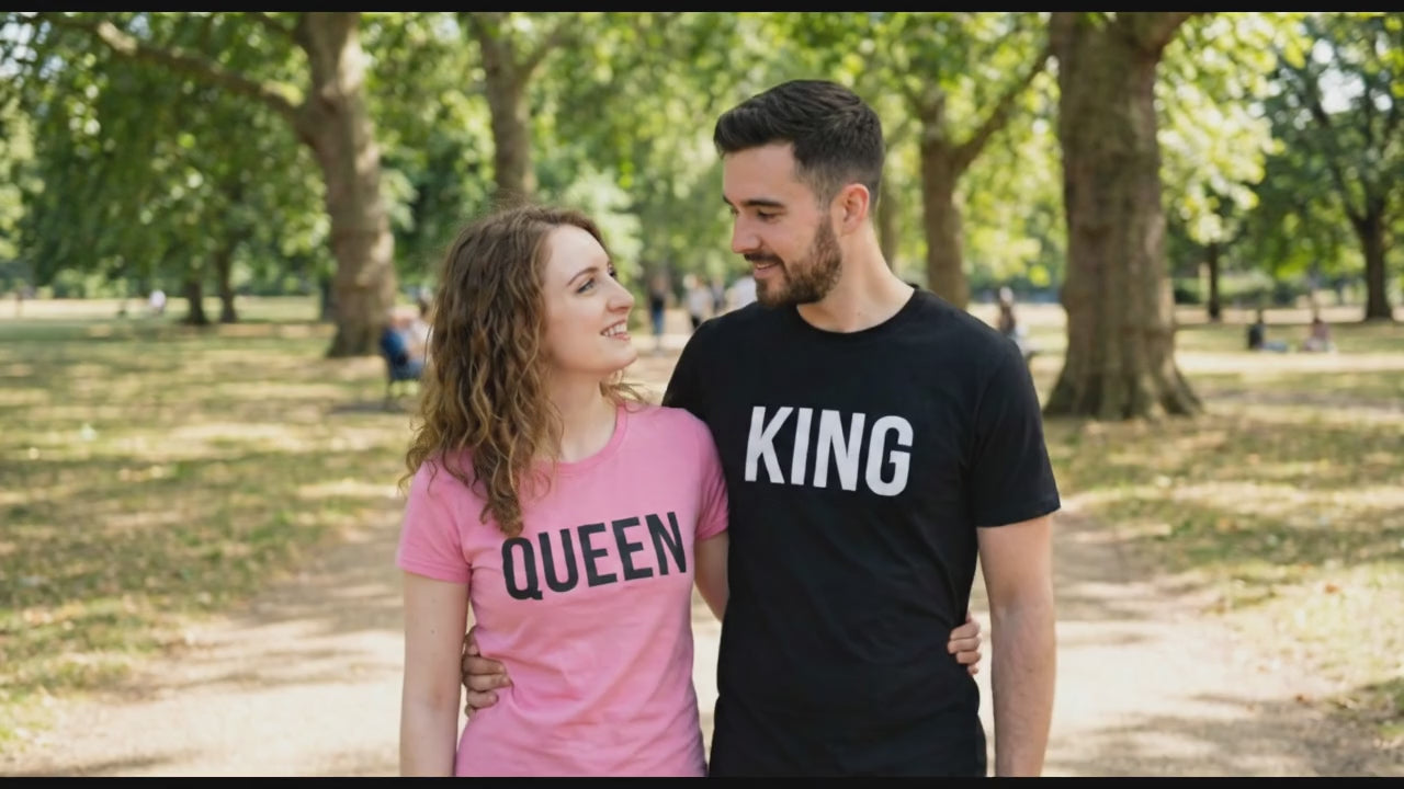 King & Queen Matching Couple T-Shirts | Premium Cotton Set