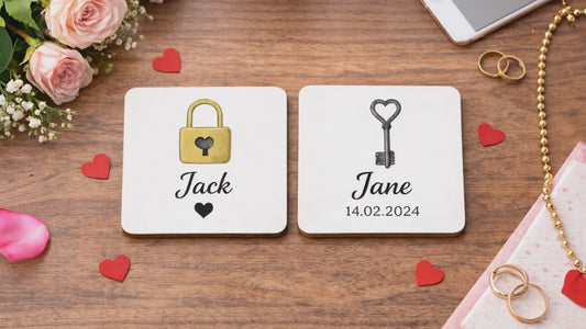 Personalised Valentine's Day Wood Square Coaster