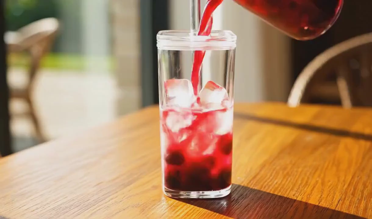 Personalised Square Glass Iced Coffee Cup | 13oz Borosilicate Tumbler with Lid & Straw | Aesthetic Custom Gift