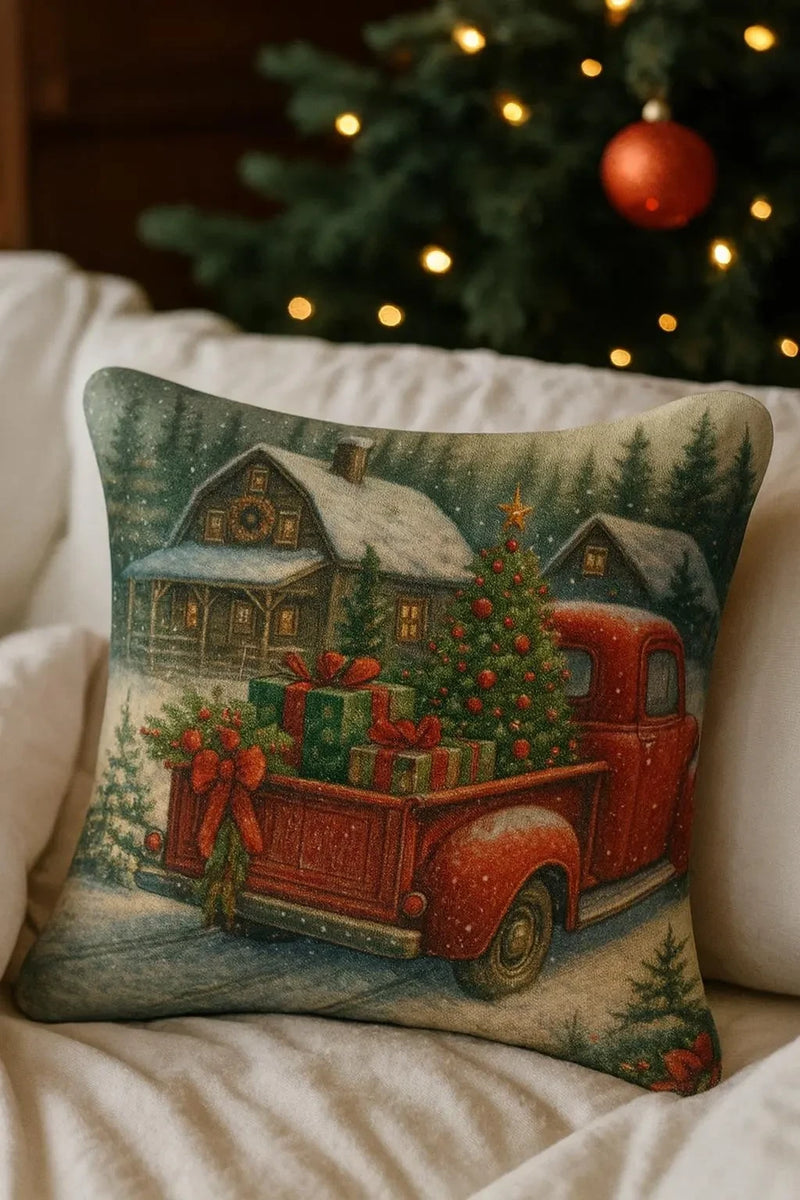 Red Truck Christmas Pillow Covers - Personalized and Handmade